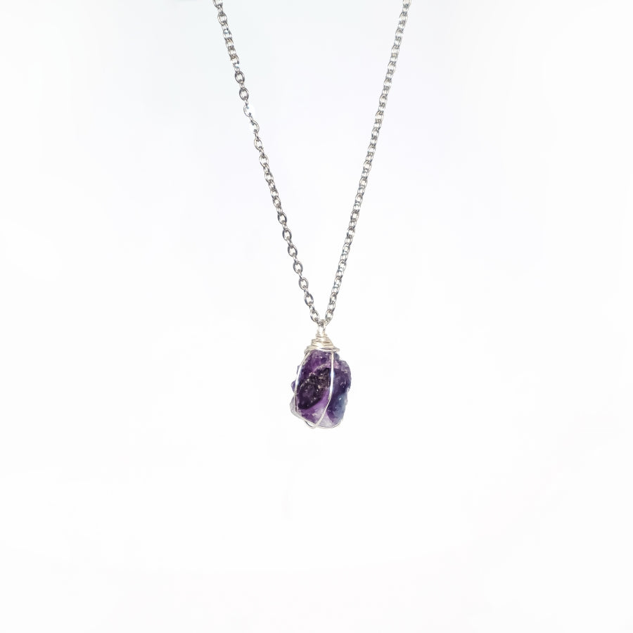 Necklace Classic Cage Natural Stones (Silver)