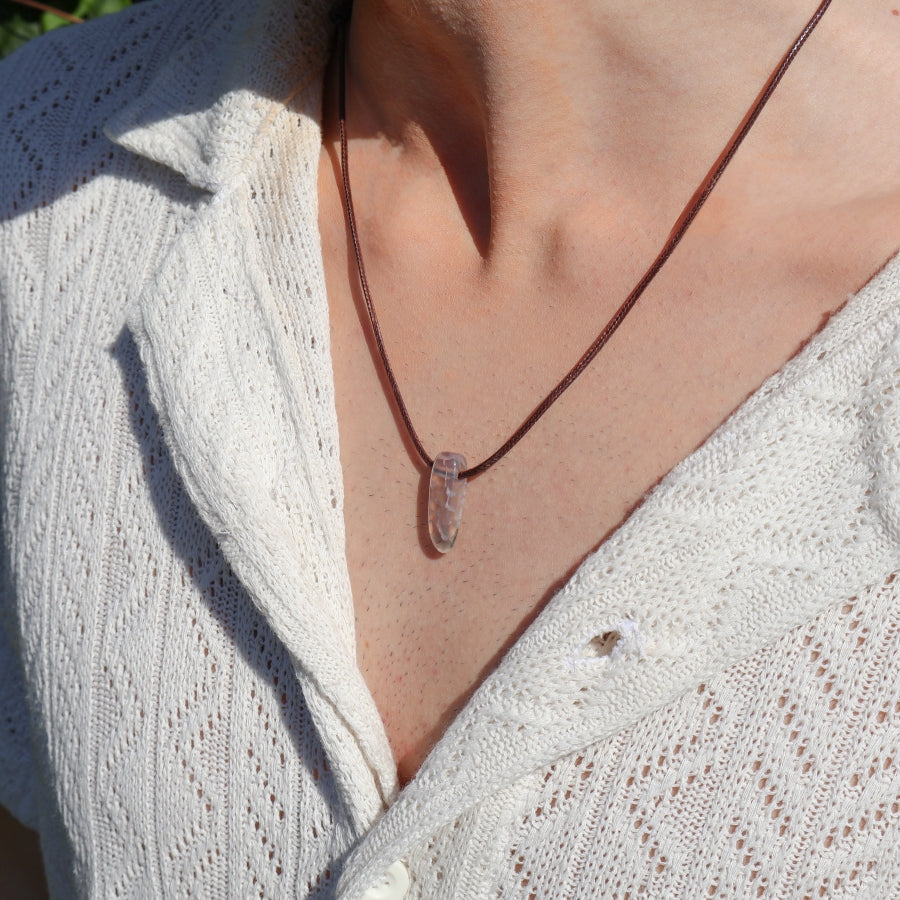 Necklace Leather Stick Stones