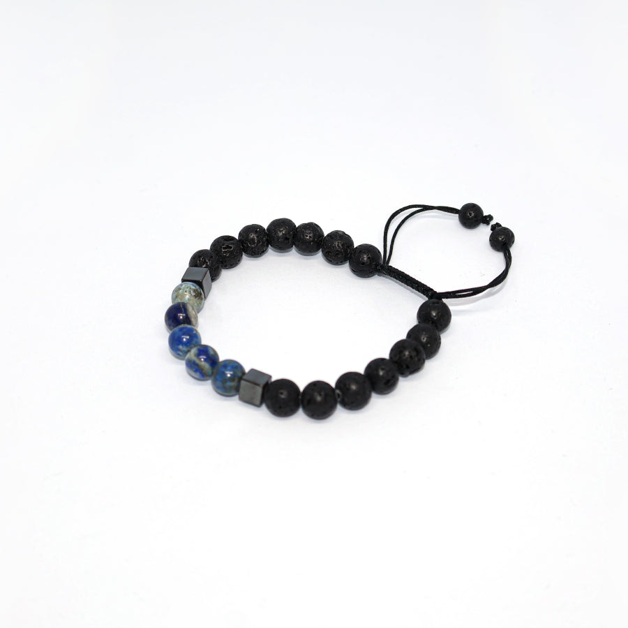Bracelet Man Lapis Lazuli/Lava Stone 8mm