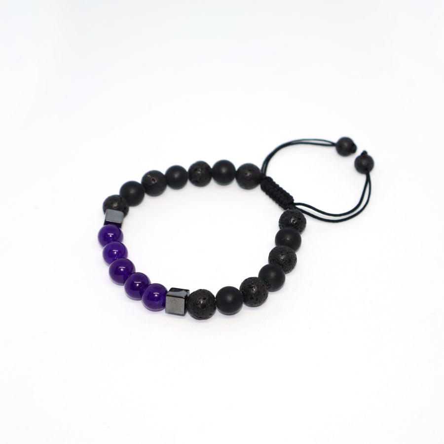 Bracelet Man Amethyst/Lava/Onyx 8mm