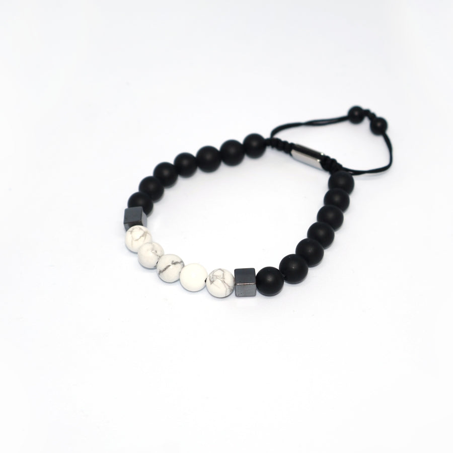 Bracelet Man Howlite/Onyx/Hematite 8mm