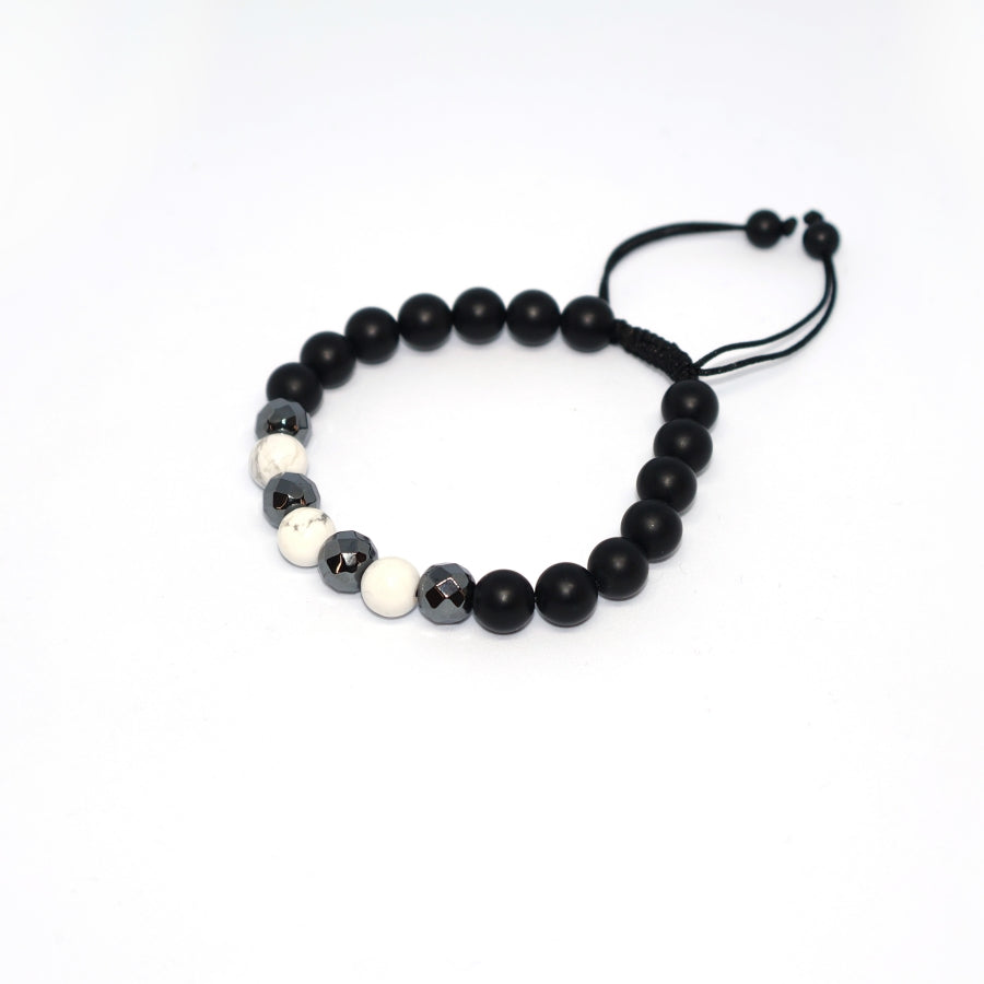 Bracelet Man Howlite/ Hematite/ Onyx 8mm