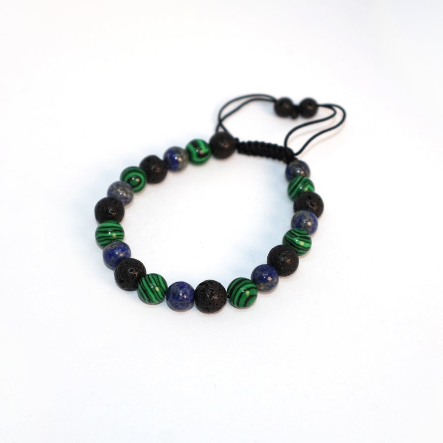 Bracelet Man Malachite/Lapis Lazuli/Lava Stone 8mm
