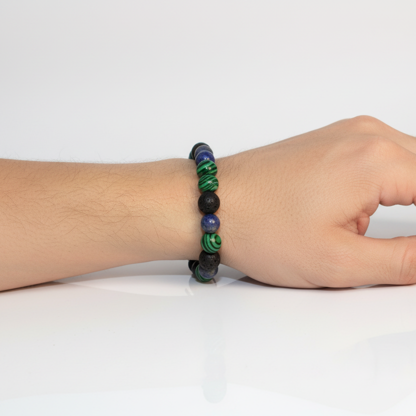 Bracelet Man Malachite/Lapis Lazuli/Lava Stone 8mm