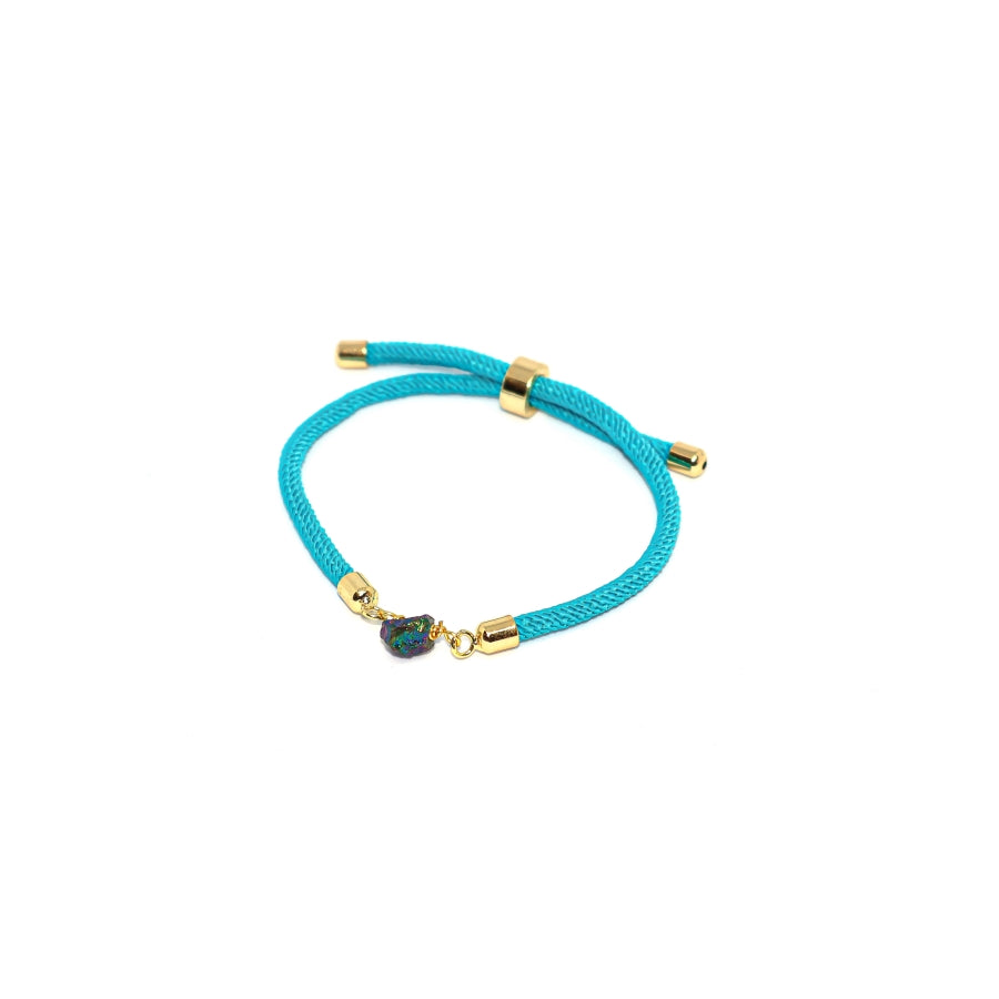 Bracelet Thick Colorful Thread With One Raw Stone