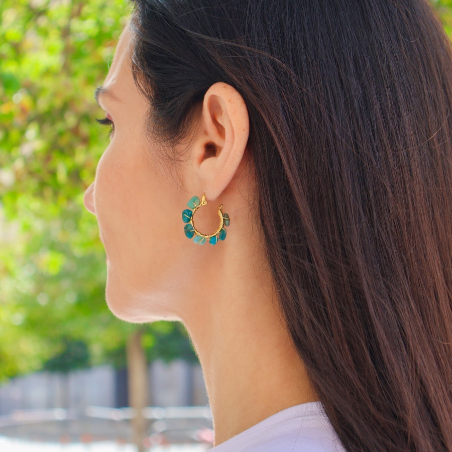 Earrings Hoops Wrapped Chopped Stones
