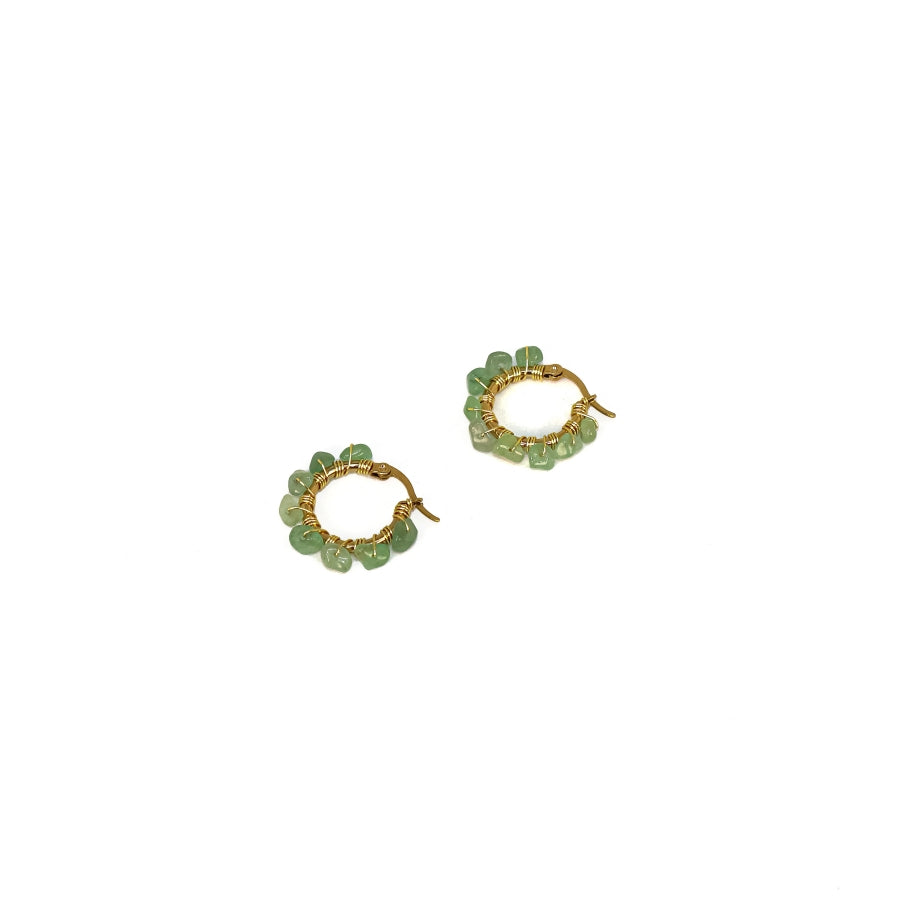 Earrings Hoops Wrapped Chopped Stones