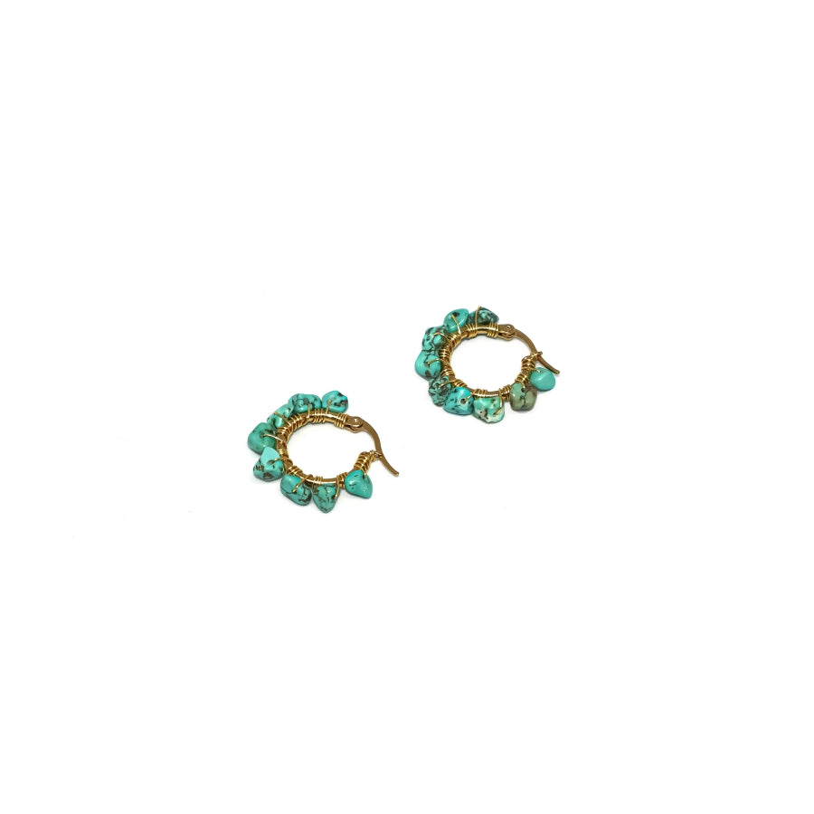 Earrings Hoops Wrapped Chopped Stones