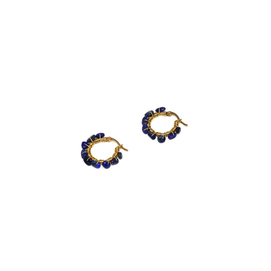 Earrings Hoops Wrapped Chopped Stones