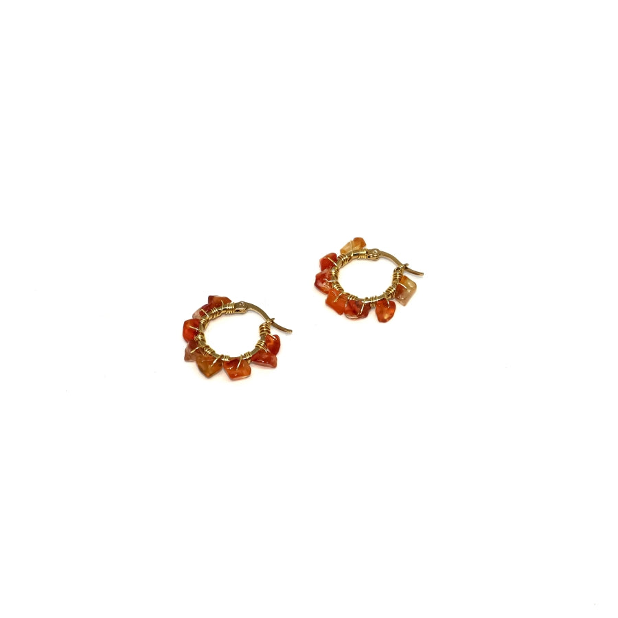 Earrings Hoops Wrapped Chopped Stones