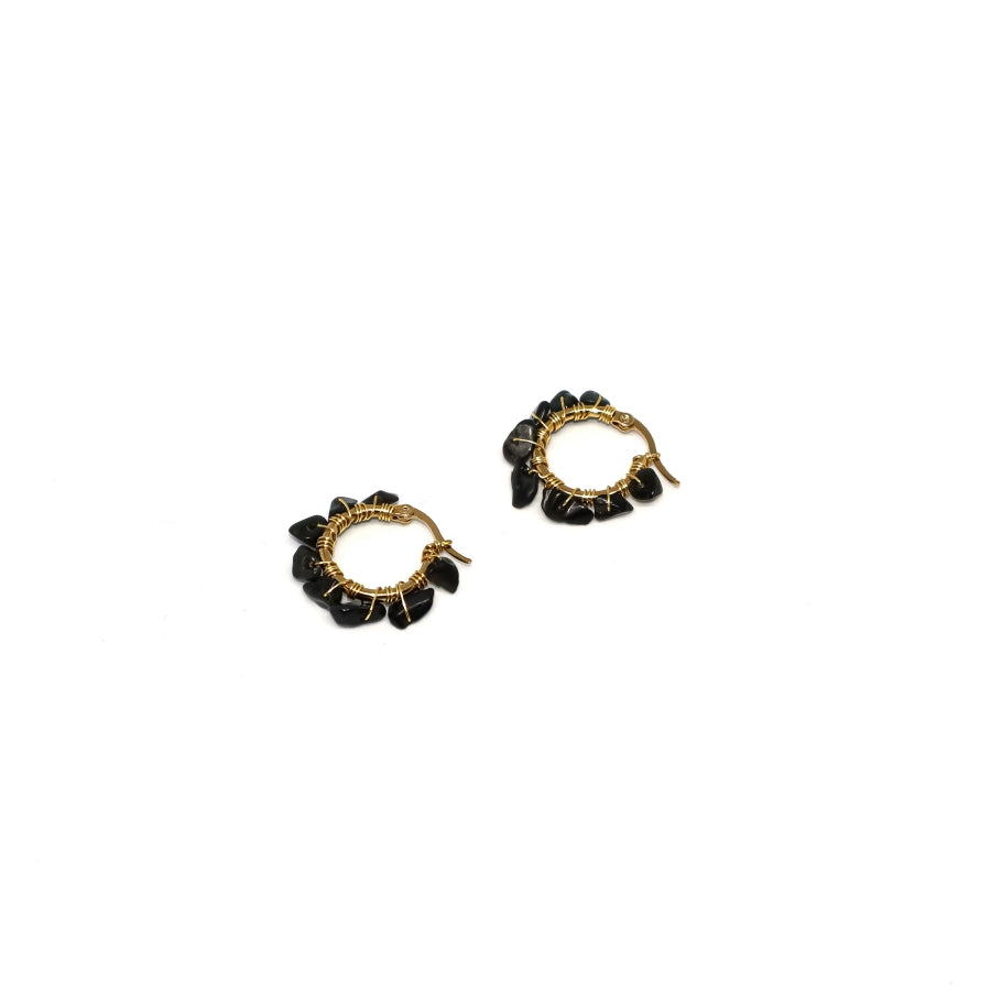 Earrings Hoops Wrapped Chopped Stones