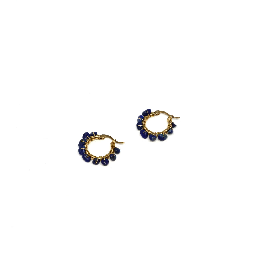 Earrings Hoops Wrapped Chopped Stones