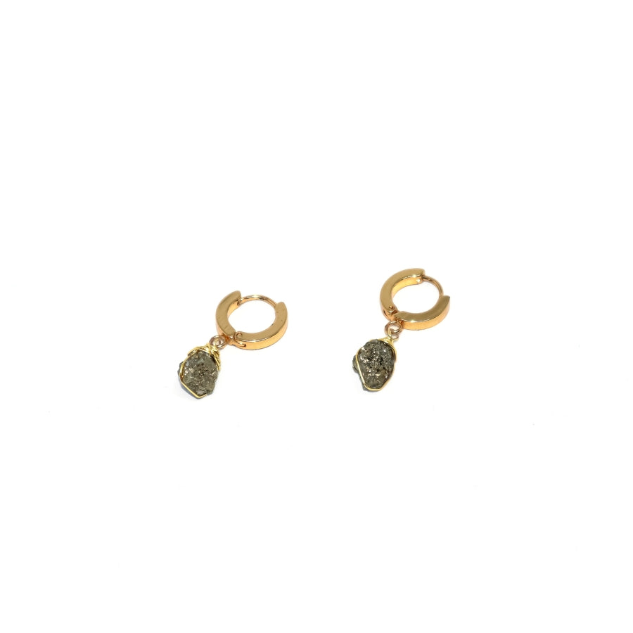 Earrings Thick Hoops with One Stone