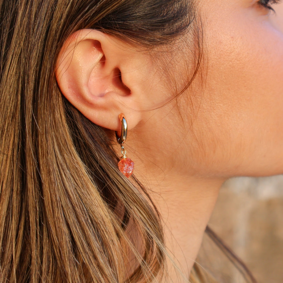 Earrings Thick Hoops with One Stone
