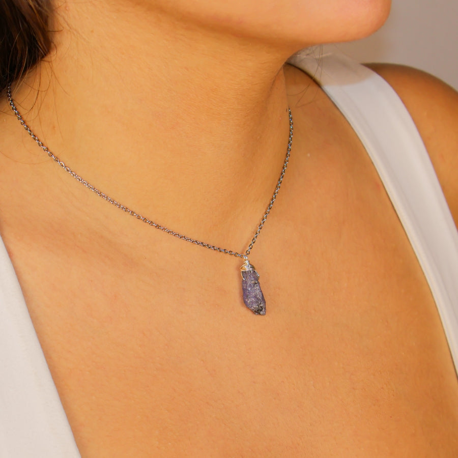 Necklace Classic Cage Natural Stones (Silver)