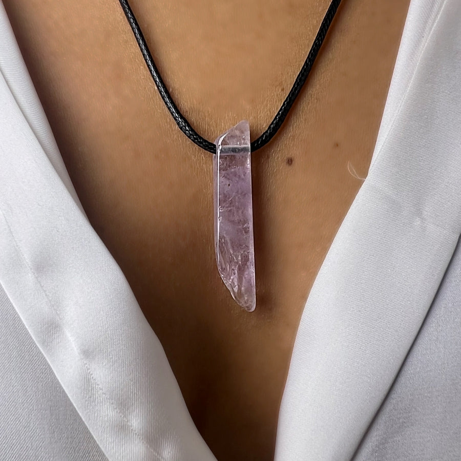 Necklace Leather Stick Stones