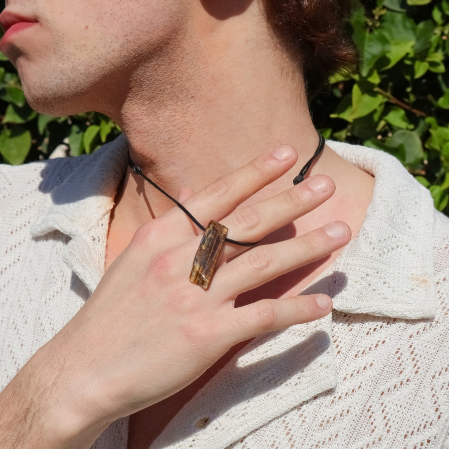 Necklace Leather Stick Stones