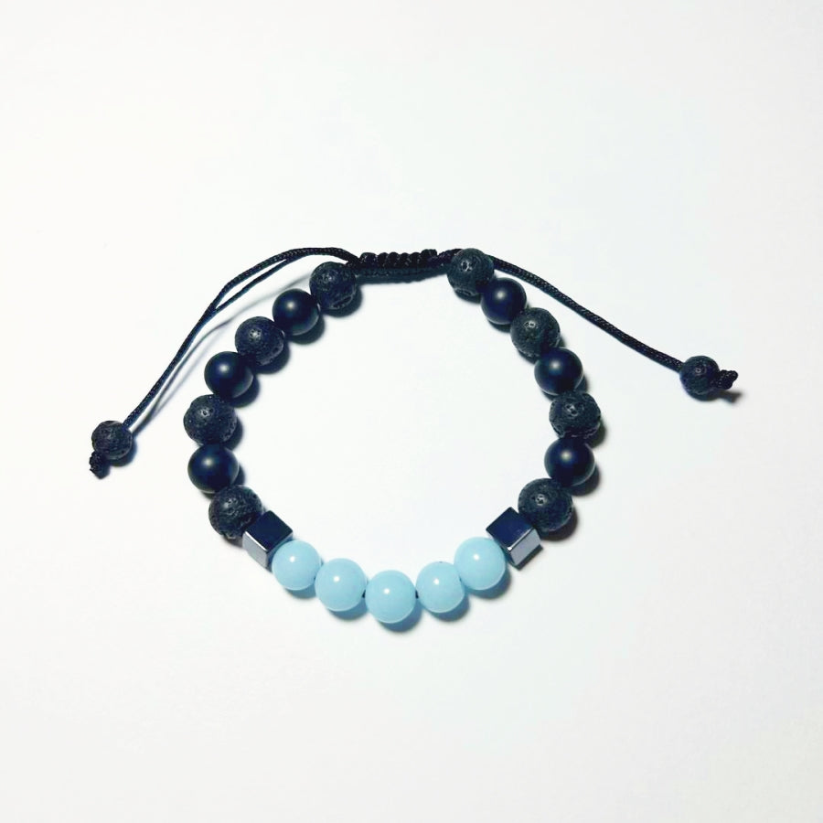 Bracelet Man Onyx/Aquamarine/Hematite 8mm