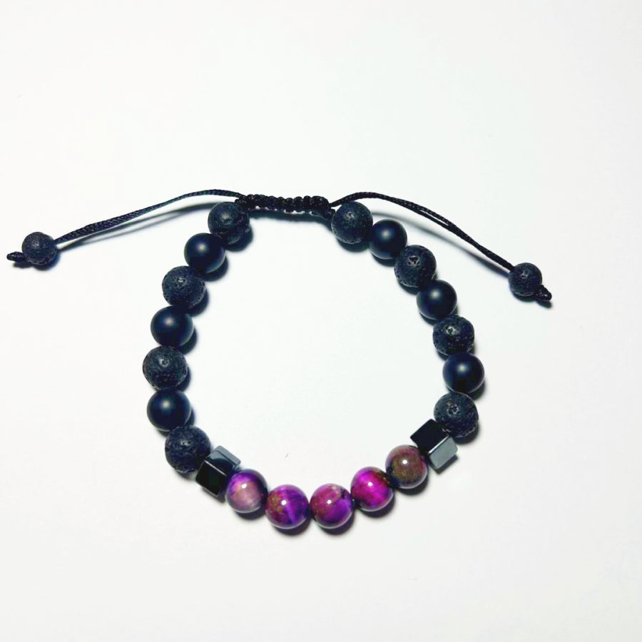 Bracelet Man Onyx/Purple Cat Eye/Hematite 8mm
