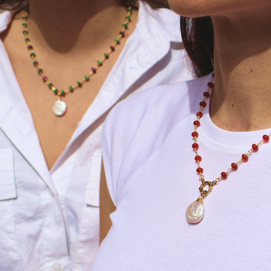 Necklace 10mm Beads with Pearl/Stone