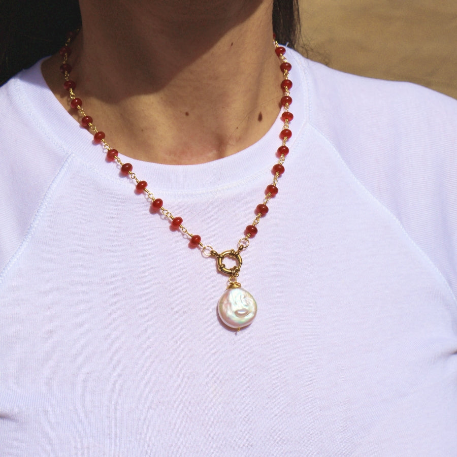 Necklace 10mm Beads with Pearl/Stone