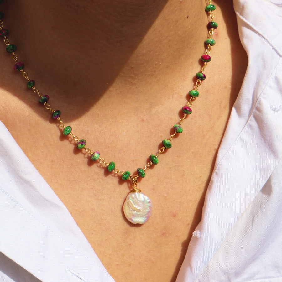 Necklace 10mm Beads with Pearl/Stone