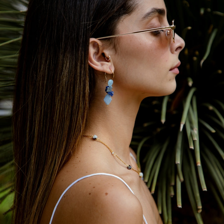 Earrings 3 Stones Hoops