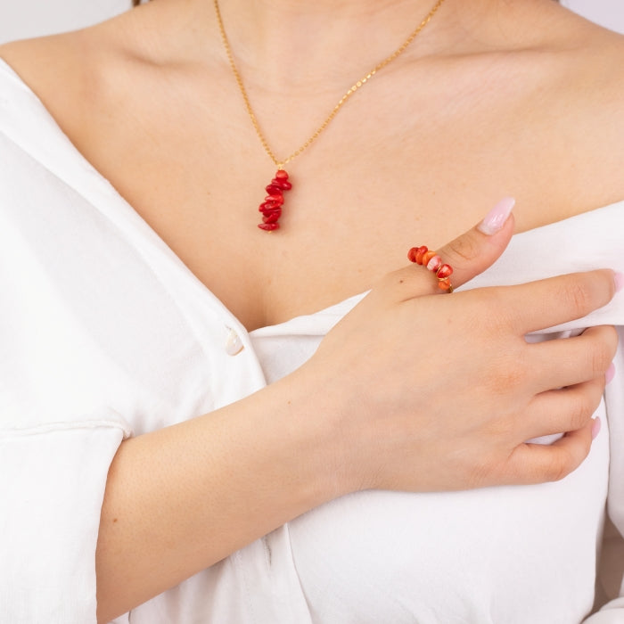 Necklace Vertical Chopped Natural Stones