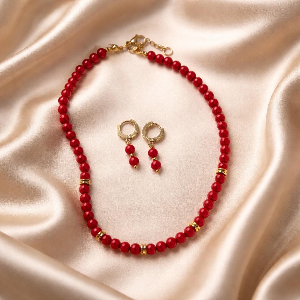 Necklace and Earrings Harmony Set with Beads