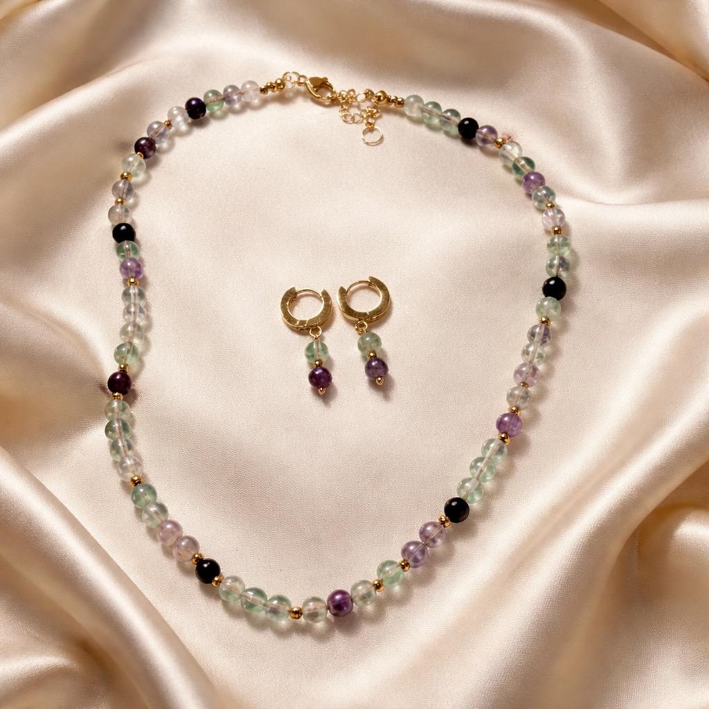 Necklace and Earrings Harmony Set with Beads