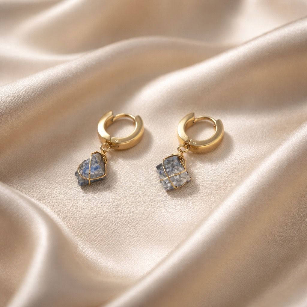 Earrings Thick Hoops with One Stone