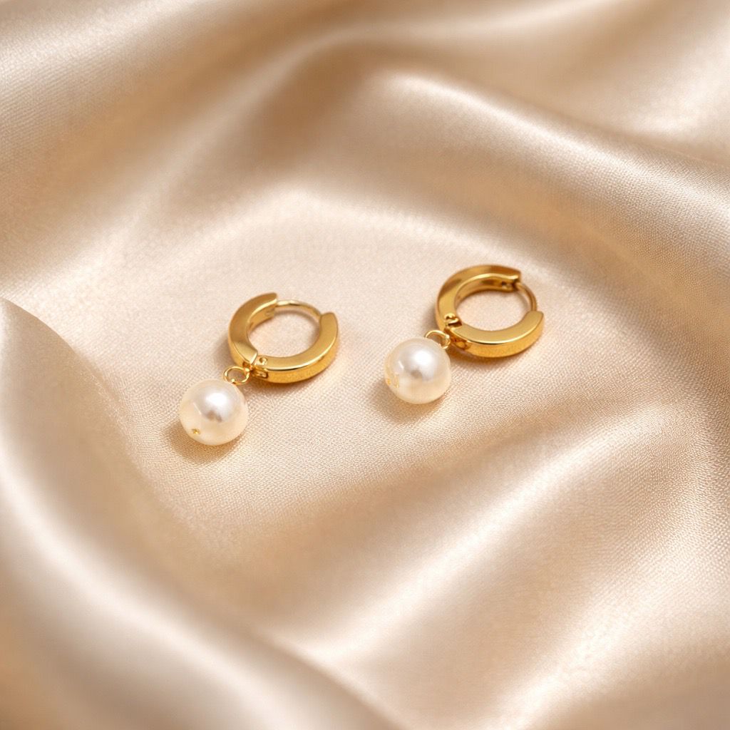 Earrings Thick Hoops with One Stone