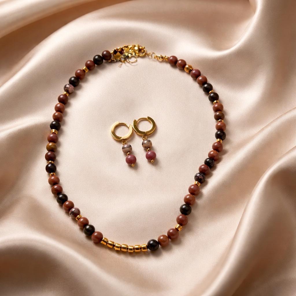 Necklace and Earrings Harmony Set with Beads