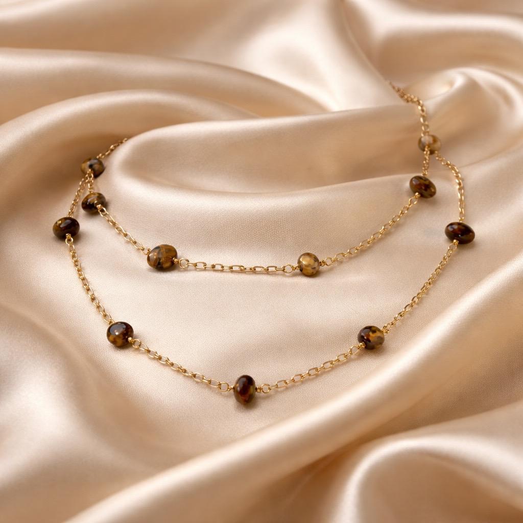 Necklace Rosary with Chopped Stones