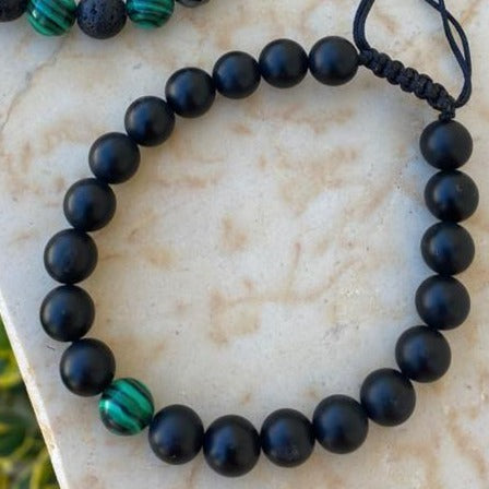 Bracelet Man Malachite/Onyx 8mm