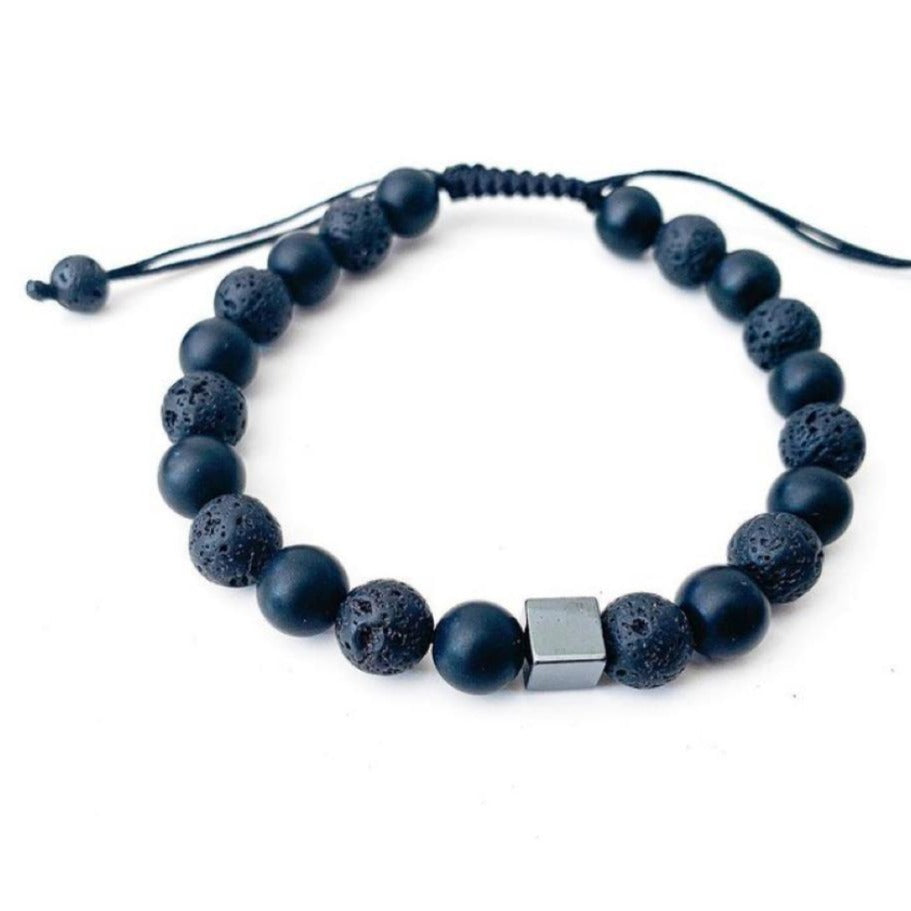 Bracelet Man Lava Stone/Hematite/Onyx 8mm