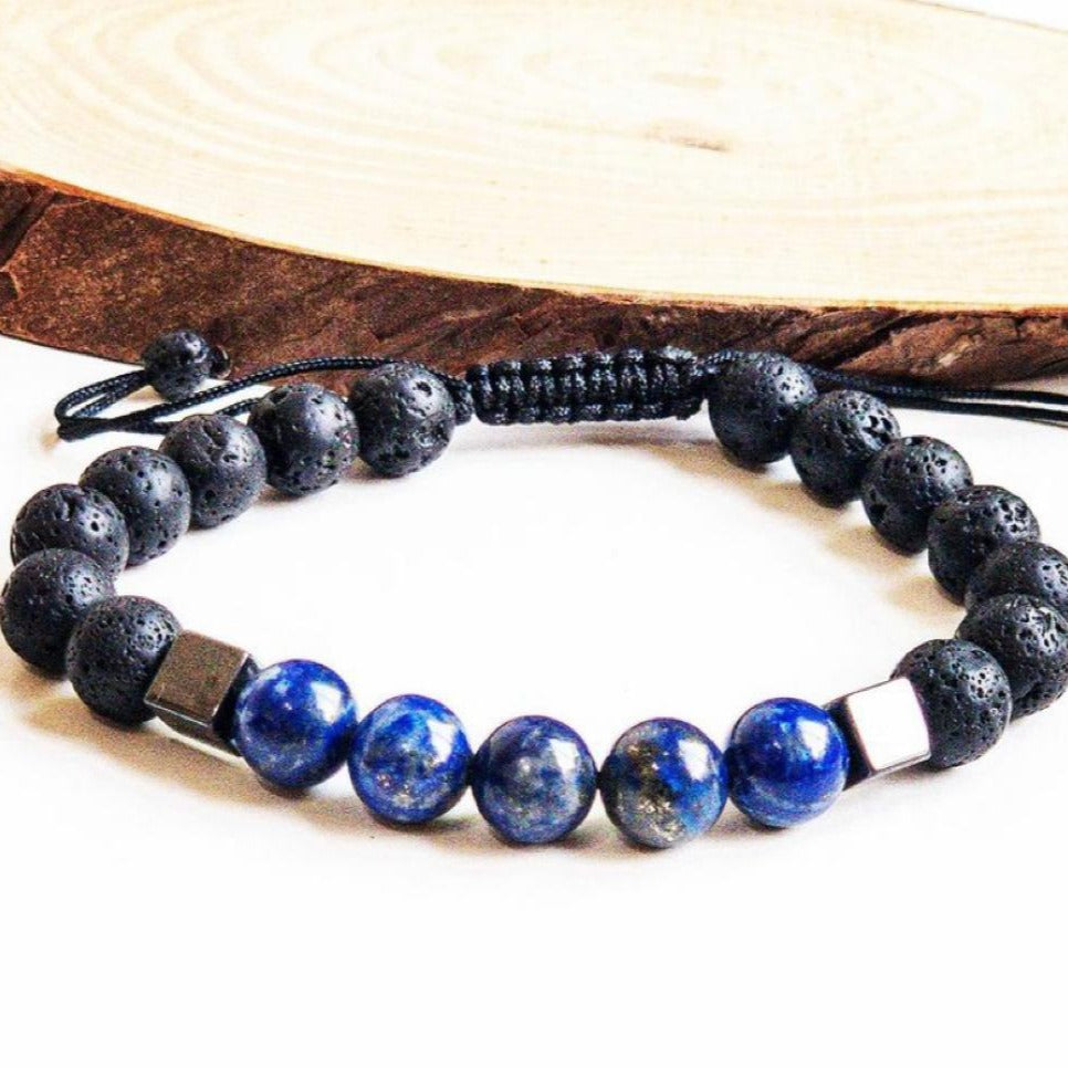 Bracelet Man Lapis Lazuli/Lava Stone 8mm