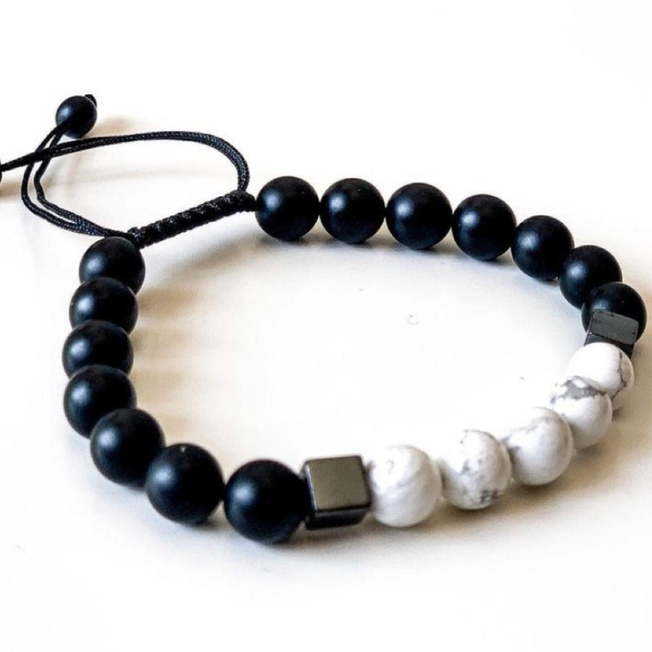 Bracelet Man Howlite/Onyx/Hematite 8mm