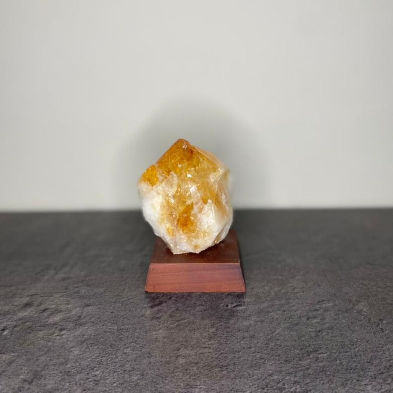 Citrine Stone Wood Base