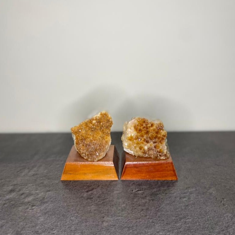 Citrine Geode Stone Wood Base