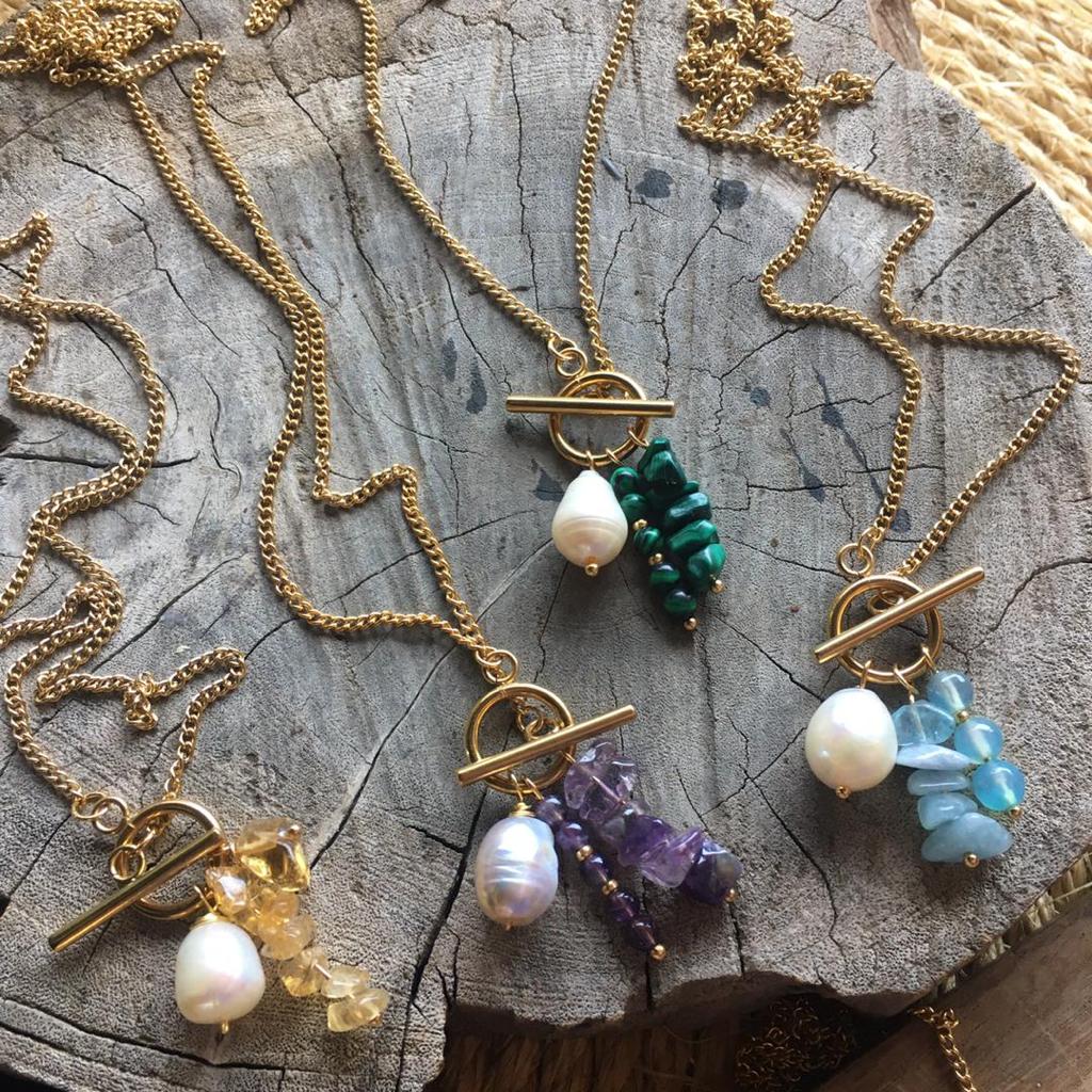 Necklace Sailor with Crystals and Pearls