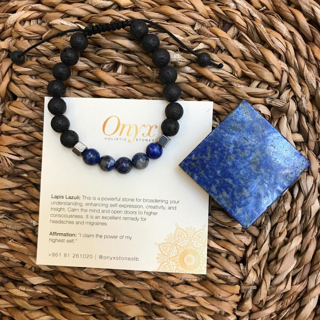 Bracelet Man Lapis Lazuli/Lava Stone 8mm