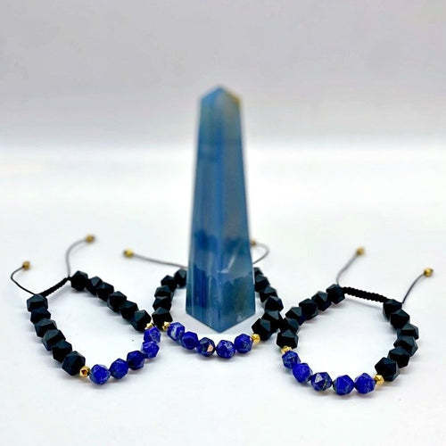 Bracelet Faceted Beads Man Lapis Lazuli/Onyx