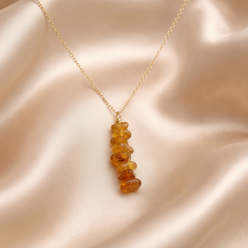 Necklace Vertical Chopped Natural Stones