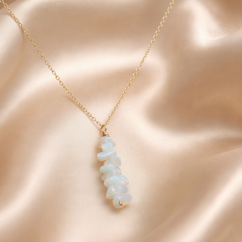 Necklace Vertical Chopped Natural Stones