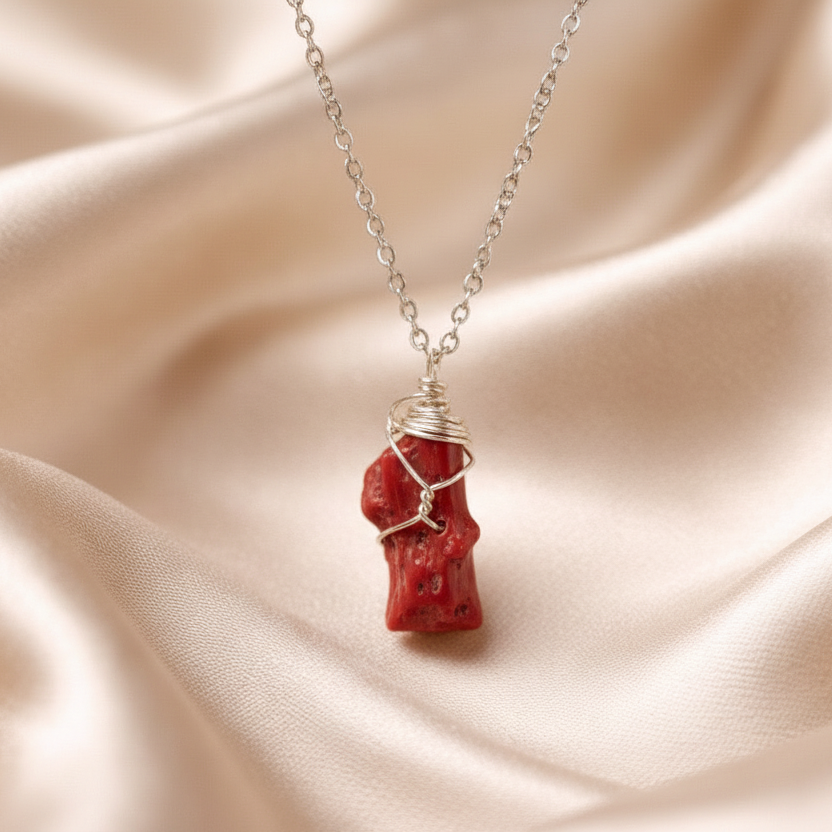 Necklace Classic Cage Natural Stones (Silver)