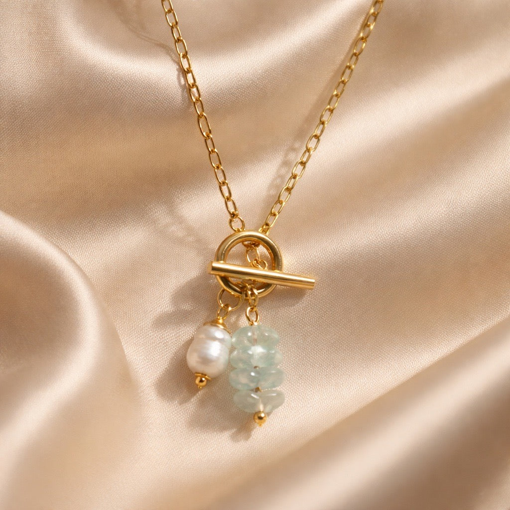 Necklace Sailor with Crystals and Pearls