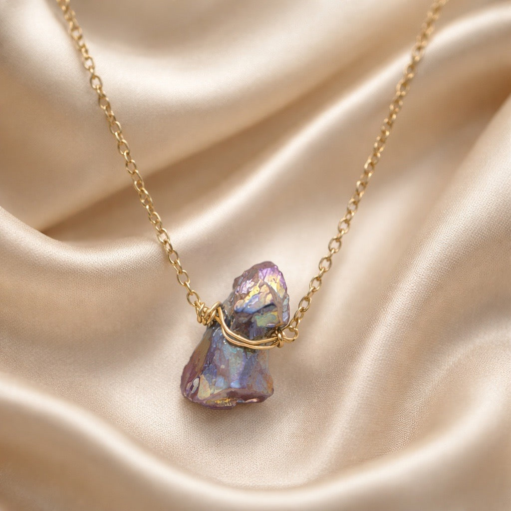 Necklace Cage Natural Stones