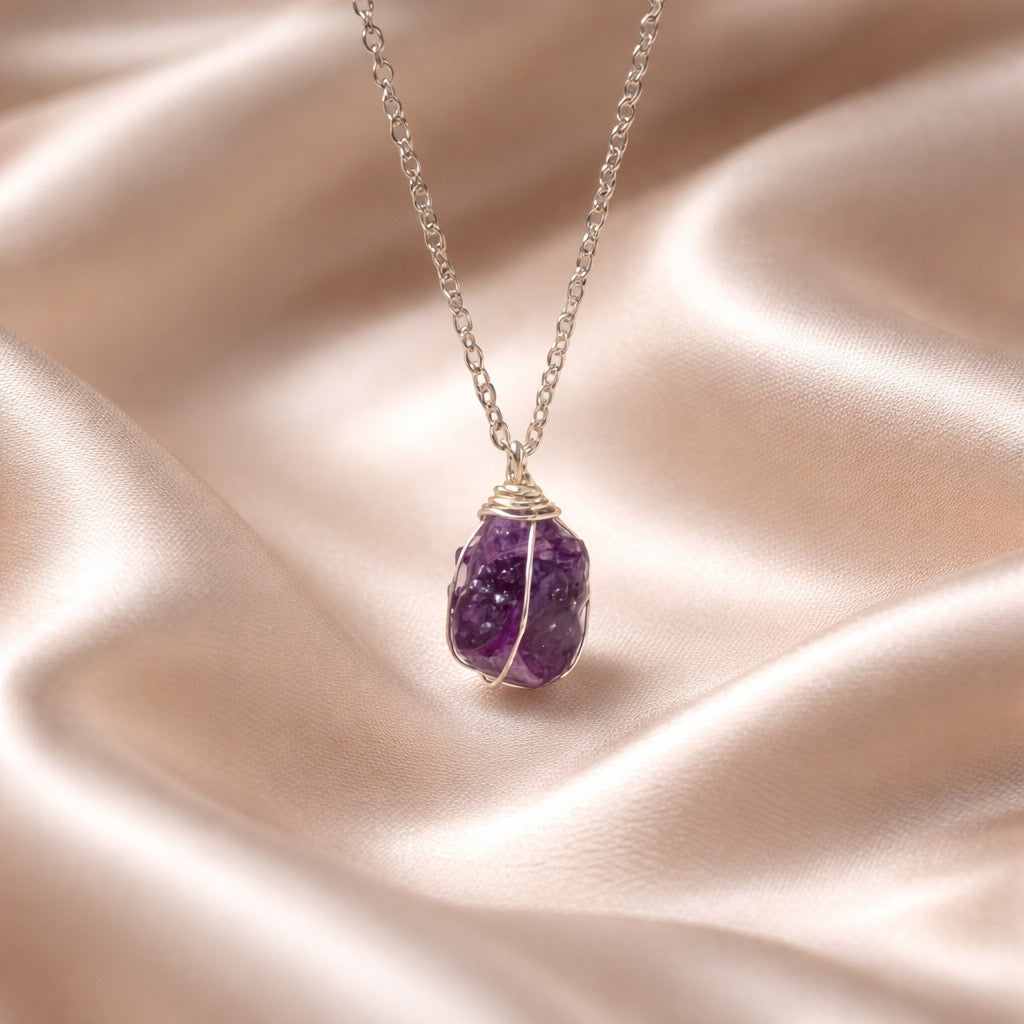 Necklace Classic Cage Natural Stones (Silver)