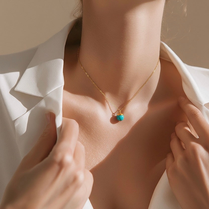 Necklace One Bead Semi-Precious Stone